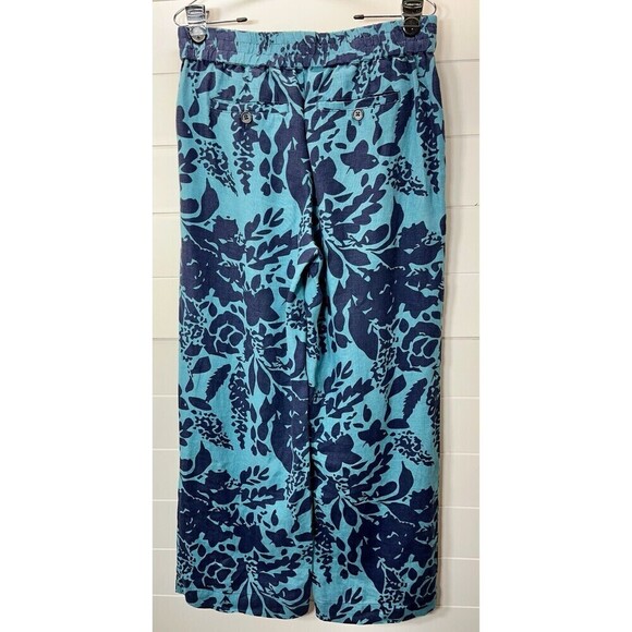 Soft Surroundings Lucca Wide Leg Linen Pants Women S Floral Blue Green NWOT - Picture 4 of 11
